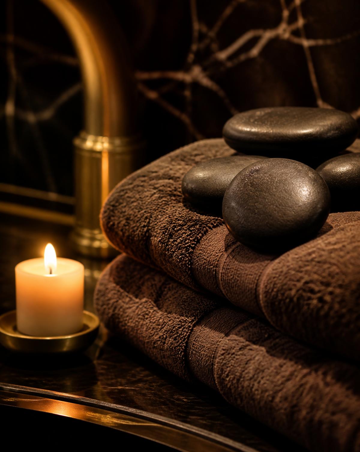 Hot Stone Massage setting at Let's Relax Wellness